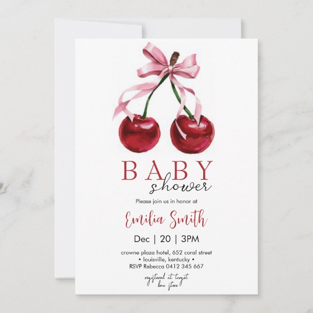 Invitación Cherry Coquette Baby (Anverso)