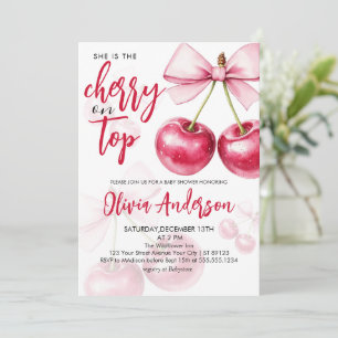 Invitación Cherry en Baby Shower sobre cerezas populares