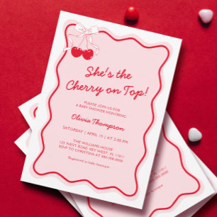 Invitación Cherry en Baby Shower superior