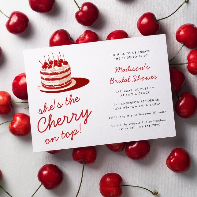 Invitación Cherry en la cima de la diversión Boda del pastel  (Subido por el creador)