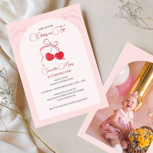Invitación Cherry en la foto de cumpleaños de la inclinación  (Subido por el creador)