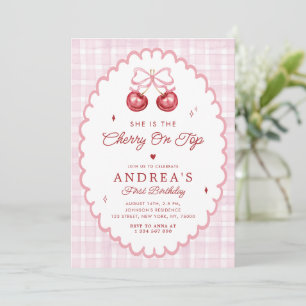 Invitación Cherry en la mejor cosecha de preppy Fiesta de cum