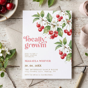 Invitación Cherry Fruit Baby Shower Aquarela Cultivada Localm