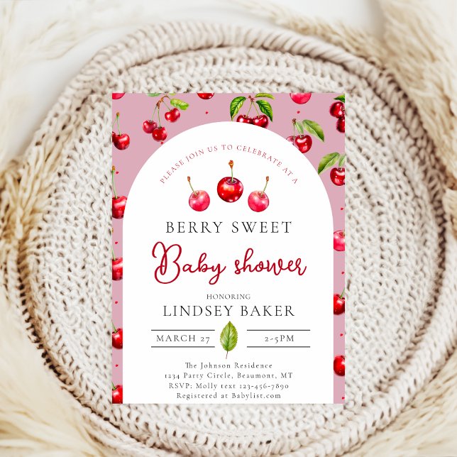 Invitación Cherry Heart Baby Shower (Subido por el creador)