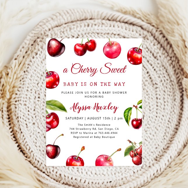 Invitación Cherry Heart Baby Shower (Subido por el creador)