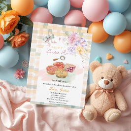 Invitación Cherry Little Cutie Pastel Gingham Baby Shower