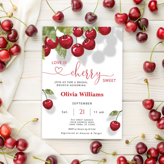 Invitación Cherry Love es Sweet Bridal Brunch Fiesta (Subido por el creador)