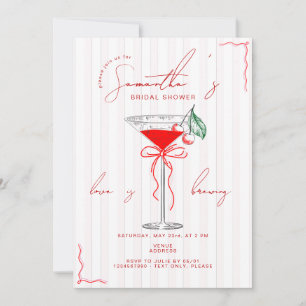 Invitación Cherry Martini Pink Cherry Red Bridal Shower