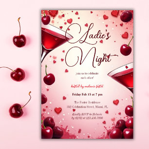 Invitación Cherry nocturno y cóctel Galentine