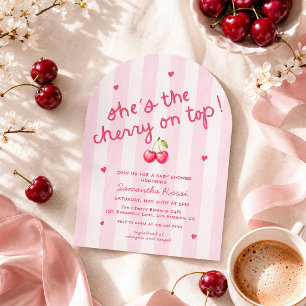 Invitación Cherry On Top Arco Coquette Baby Shower