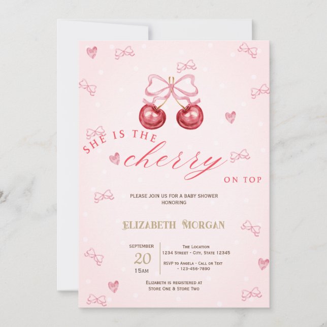Invitación Cherry On Top Baby Shower (Anverso)