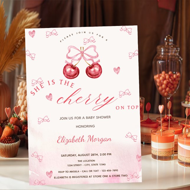 Invitación Cherry On Top Baby Shower (Subido por el creador)