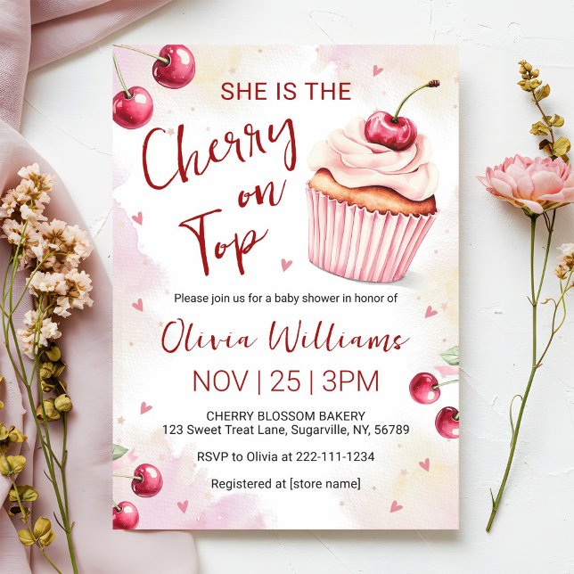 Invitación Cherry on Top Baby Shower (Subido por el creador)