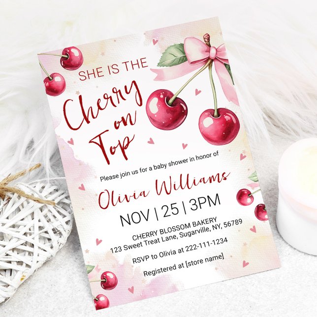 Invitación Cherry on Top Baby Shower (Subido por el creador)