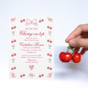 Invitación Cherry On Top Blossow Red Baby Shower
