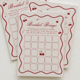 Invitación Cherry On Top Bridal Shower Bingo Game Card