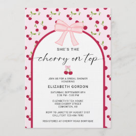 Invitación Cherry On Top Bridal Shower Coquette Bow