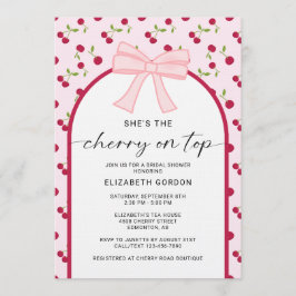 Invitación Cherry On Top Bridal Shower Coquette Bow