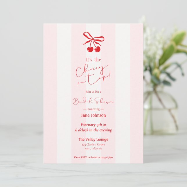 Invitación Cherry On Top Bridal Shower Invitation (Anverso de pie)