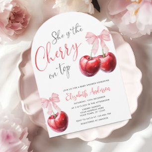 Invitación Cherry on Top Coquette Baby Shower