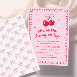 Invitación Cherry on Top Coquette Baby Shower