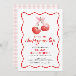 Invitación Cherry on Top coquette bachelorparty