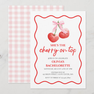 Invitación Cherry on Top coquette bachelorparty