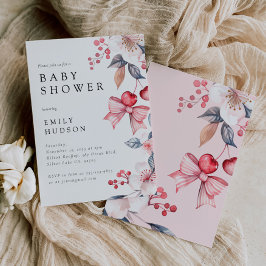 Invitación Cherry on Top Cute Bow Coquette Baby Shower