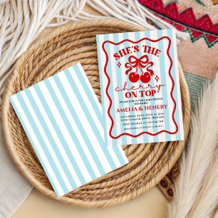 Invitación Cherry on Top doodle Bow Girl Baby Shower 