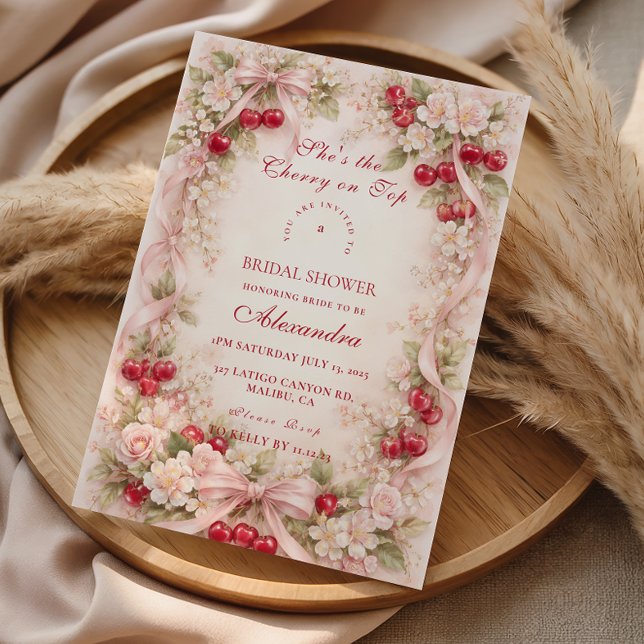 Invitación Cherry On Top Garden Romance Bridal Shower (Subido por el creador)