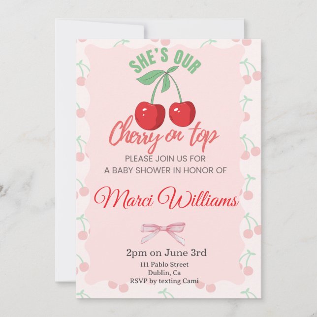 Invitación Cherry On Top Invitation (Anverso)