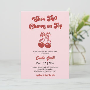 Invitación Cherry on Top niña dibujada a mano Baby Shower