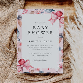 Invitación Cherry on Top Pink Bow Coquette Baby Shower
