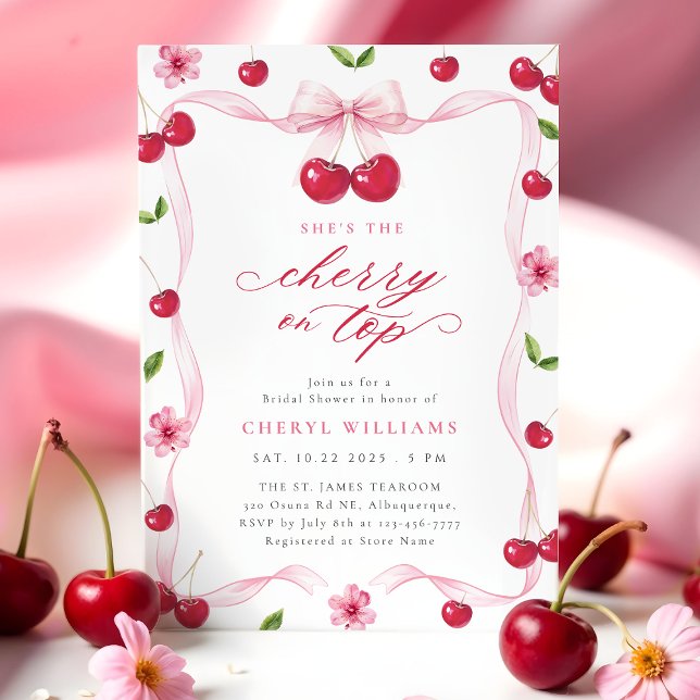Invitación Cherry On Top Pink Ribbon Bribon Shower (Subido por el creador)