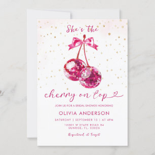 Invitación Cherry On Top Purpurina Bridal Shower