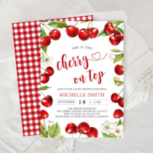 Invitación Cherry On Top Red Cherry Baby Shower