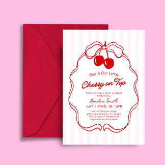 Invitación Cherry On Top Valentines girl Baby shower