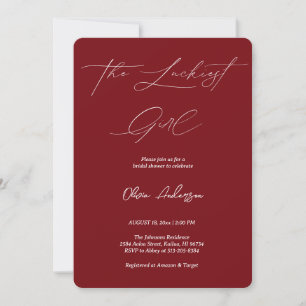 Invitación Cherry Red La Más Afortunada Chica Ducha De Novias
