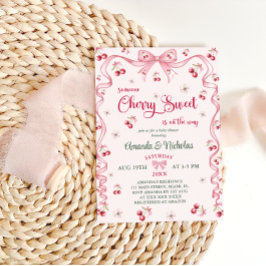 Invitación Cherry Rosa Floral Niña Baby Shower