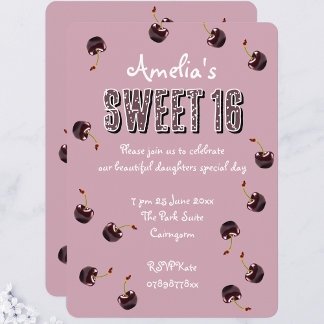 Invitación Cherry Sweet 16 Fiesta personalizado