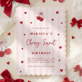 Invitación Cherry Sweet Coquette Girl Birthday