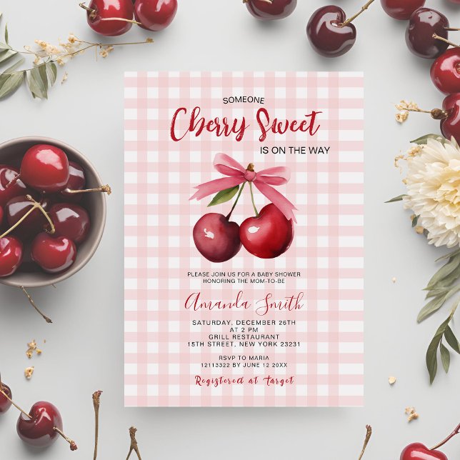 Invitación Cherry Sweet Está En Camino De Baby Shower (Subido por el creador)