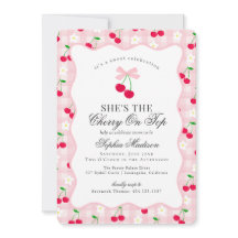 Cherry Sweet Pink Coquette Bow Gingham Baby Shower