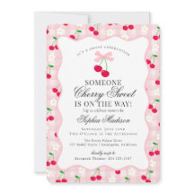 Cherry Sweet Pink Coquette Bow Gingham Baby Shower