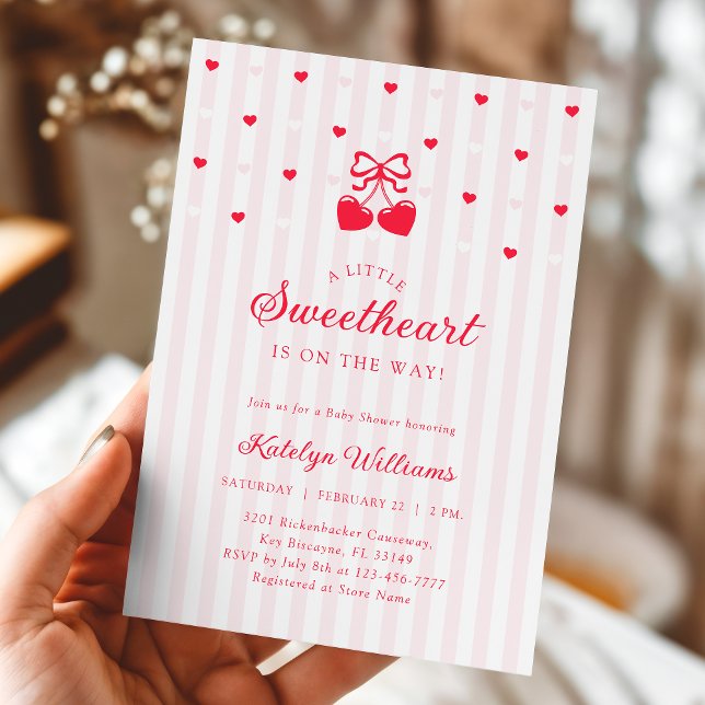 Invitación Cherry Valentine Bow Baby Shower Invitation (Subido por el creador)