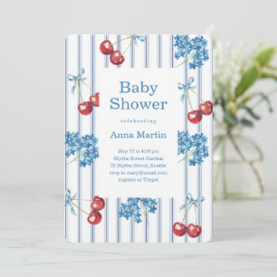 Invitación Cherry y Hortensias Baby Shower