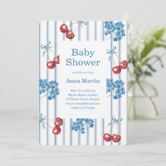 Invitación Cherry y Hortensias Baby Shower