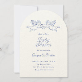 Invitación Cherubs sosteniendo a las parejas del corazón Baby
