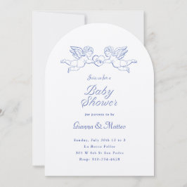 Invitación Cherubs sosteniendo a las parejas del corazón Baby