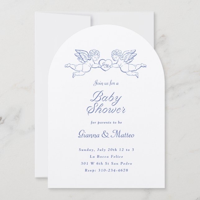 Invitación Cherubs sosteniendo a las parejas del corazón Baby (Anverso)